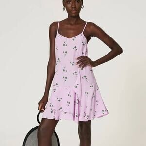 Thakoon Purple Floral Mini Slip Dress SIZE 4 Grunge Drop Waist Day Designer $300